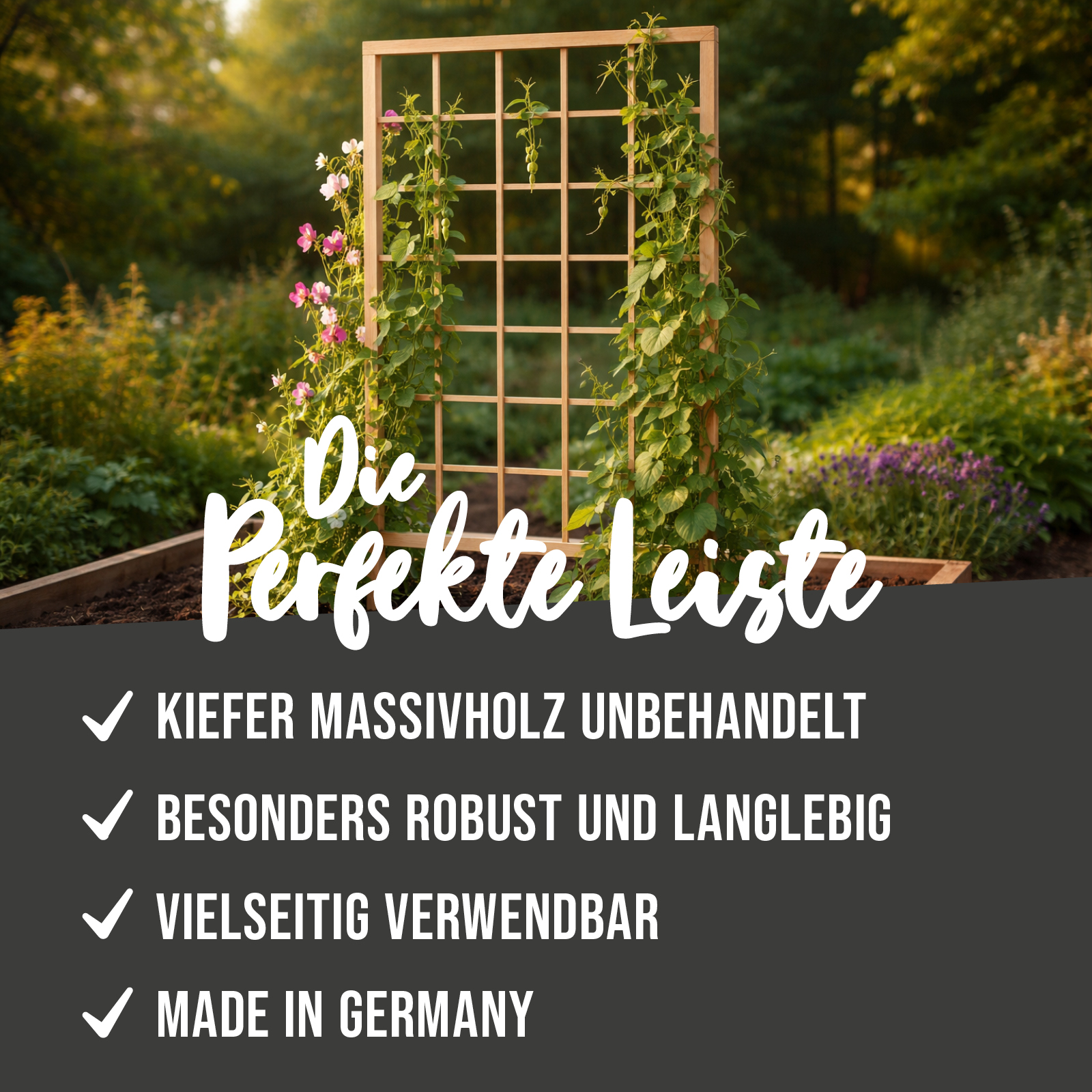 Massivholz Quadratleisten – 10er Set für DIY, Basteln & Innenausbau - Ansicht 4