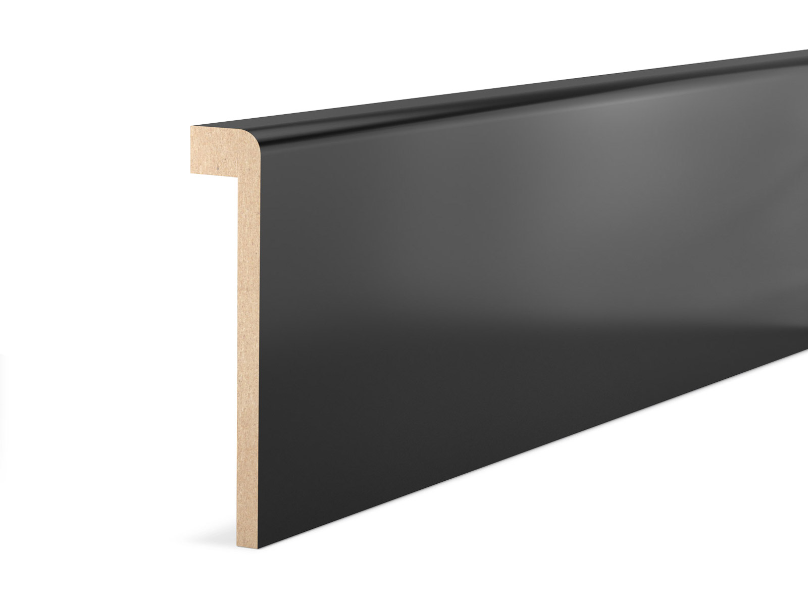 Abdeckleiste für Fliesensockel 19 x 96 mm MDF - Schwarz foliert