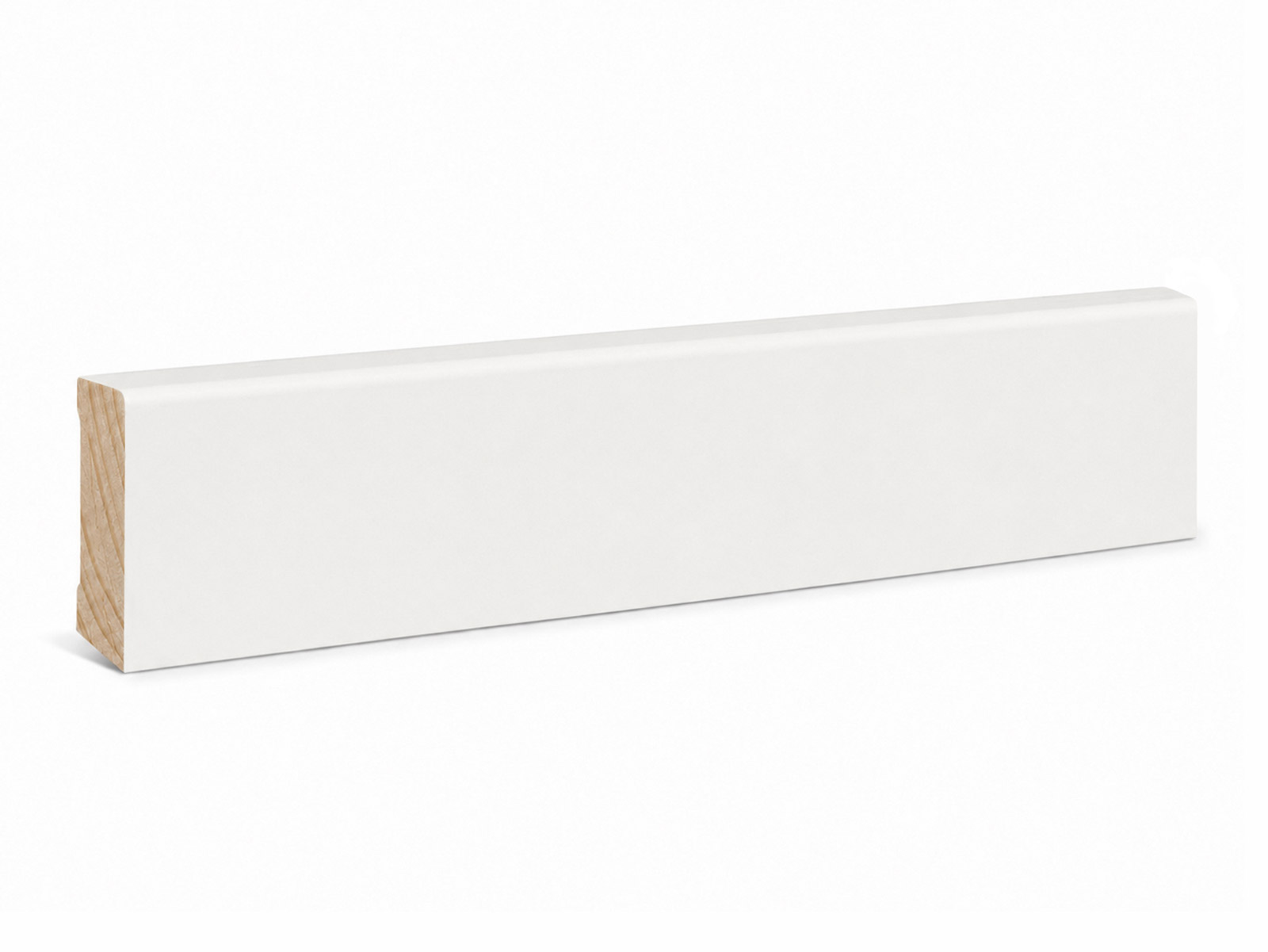 Massivholz Sockelleiste Modern Pro weiß 16 x 58 mm Kiefer lackiert (RAL9010)
