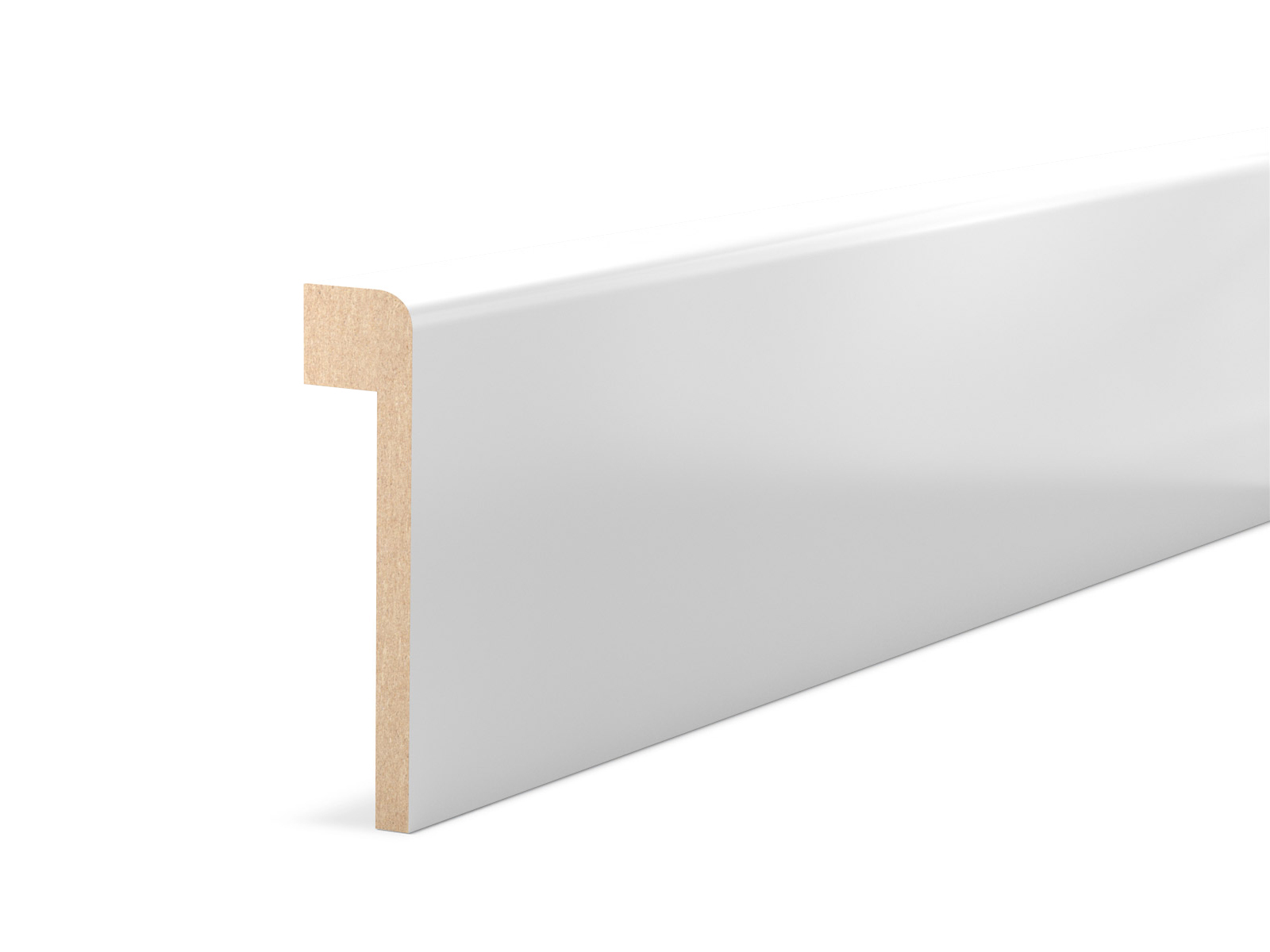 Abdeckleiste für Fliesensockel 19 x 80 mm MDF weiß foliert (für Sockel max. 13 x 65 mm)