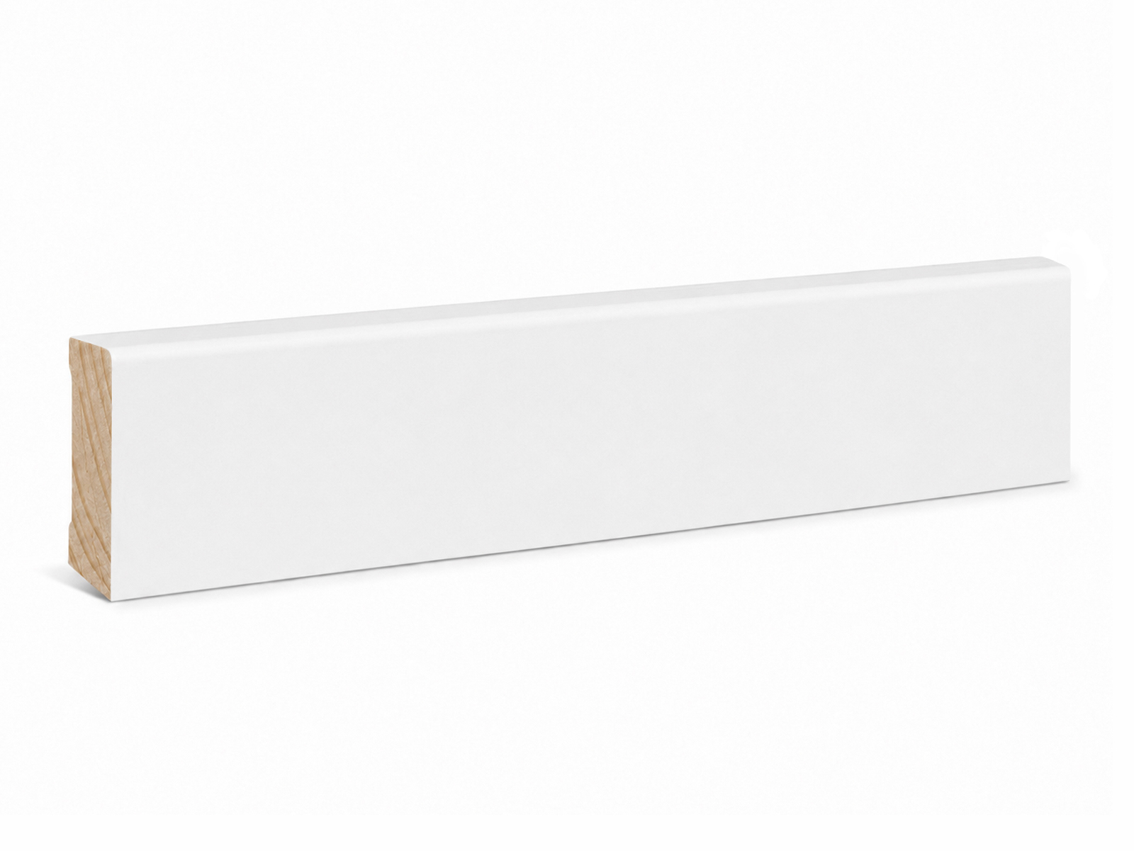 Massivholz Sockelleiste Modern Pro weiß 16 x 58 mm Kiefer lackiert (RAL9016)