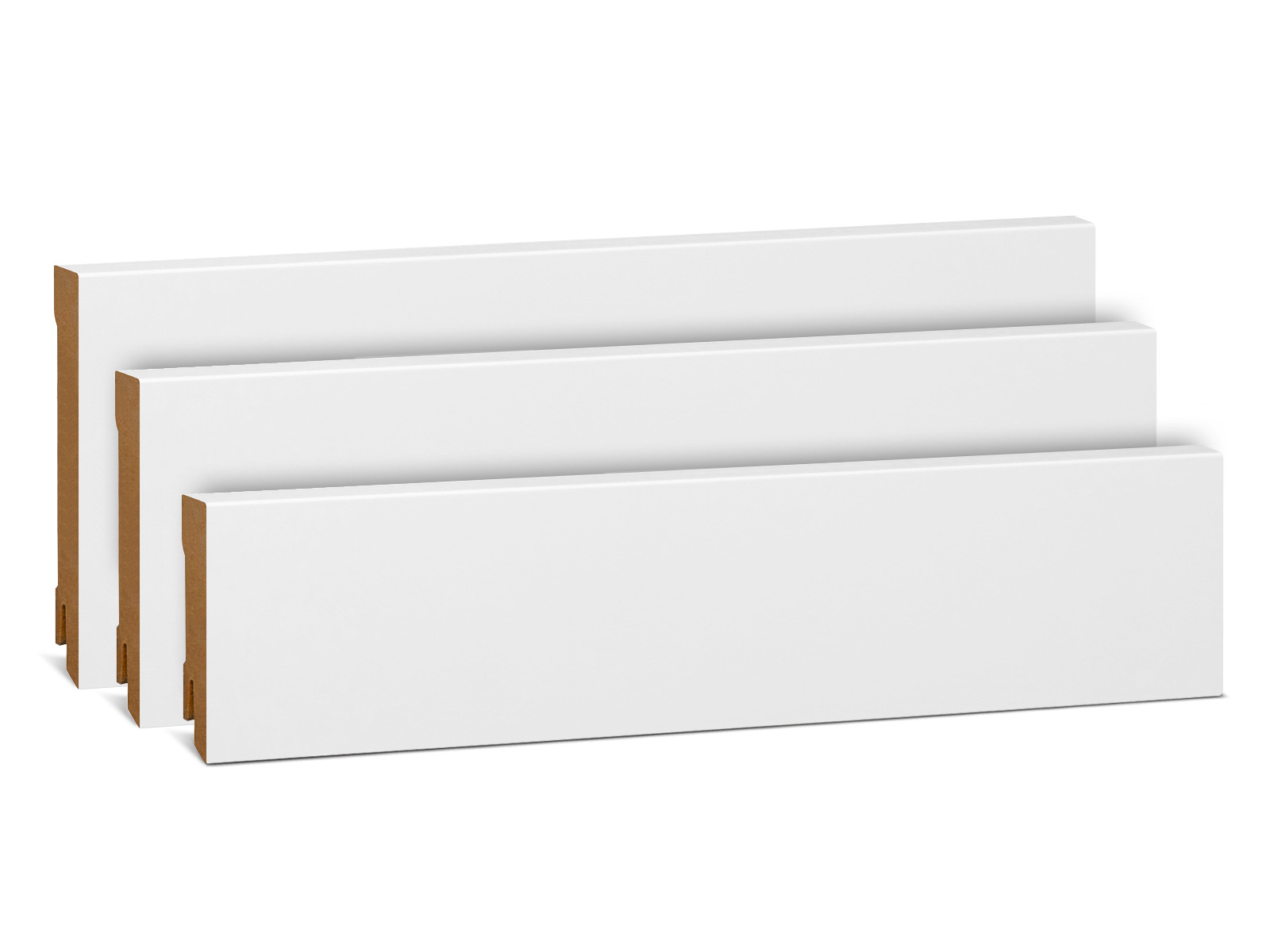 Direktlackierte Sockelleiste in Weiß RAL9016