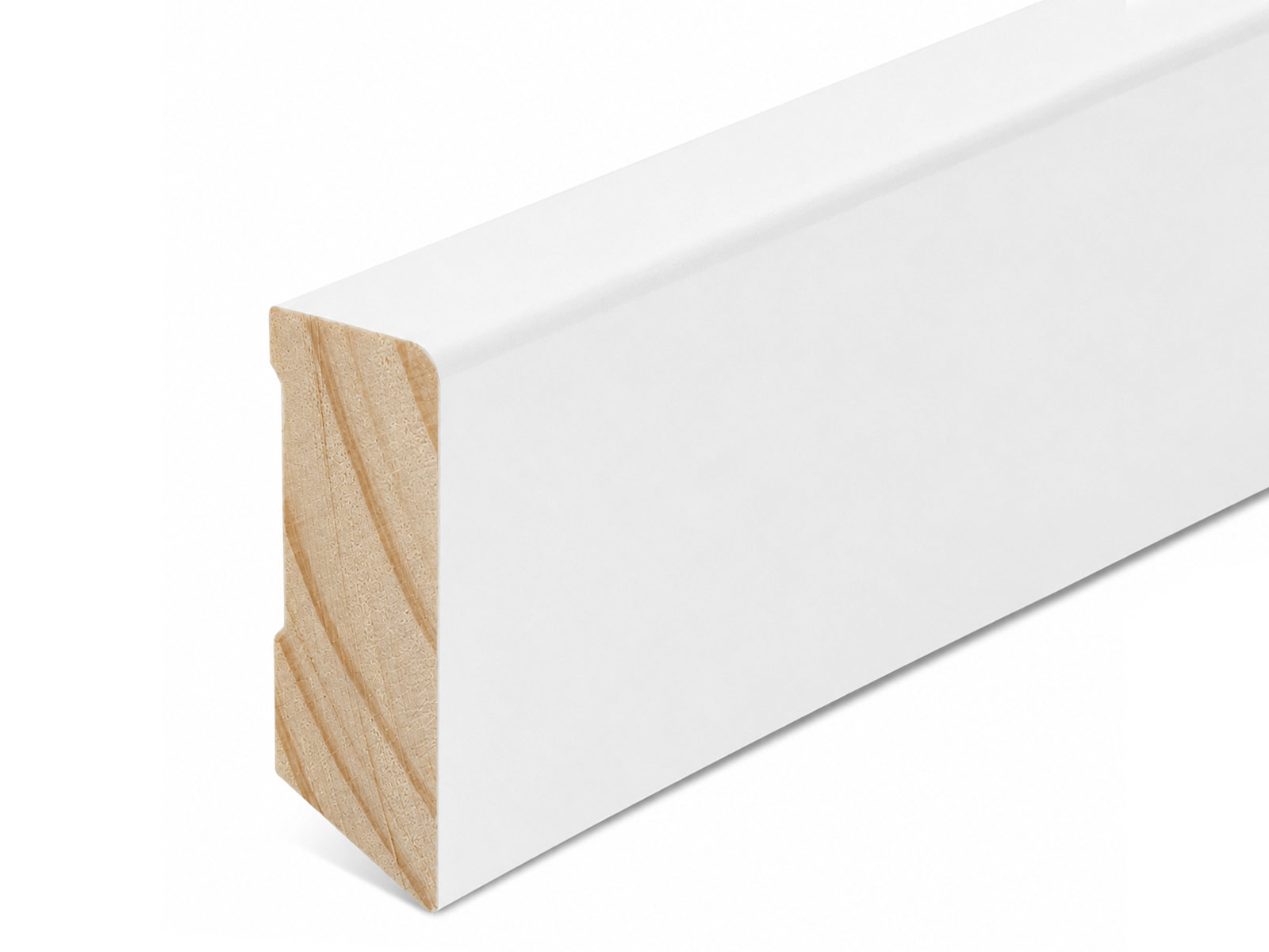 Massivholz Sockelleiste Modern Pro weiß 16 x 40 mm Kiefer lackiert (RAL9016)