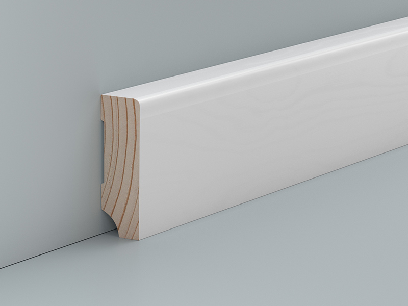 Massivholz Sockelleiste weiß 13 x 40 mm Kiefer lackiert (RAL9016) rechteckiges Profil
