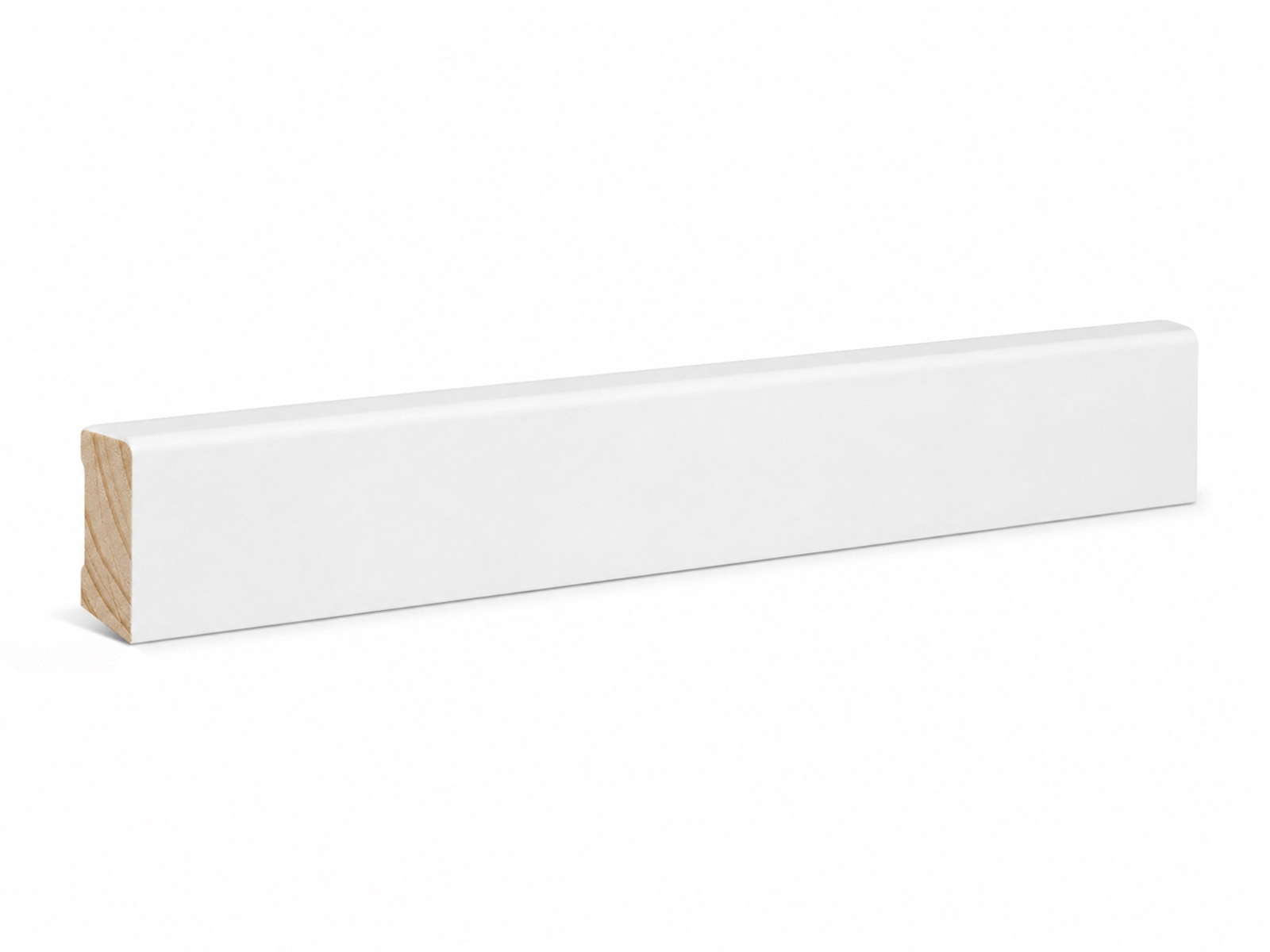 Massivholz Sockelleiste Modern Pro weiß 16 x 40 mm Kiefer lackiert (RAL9016)