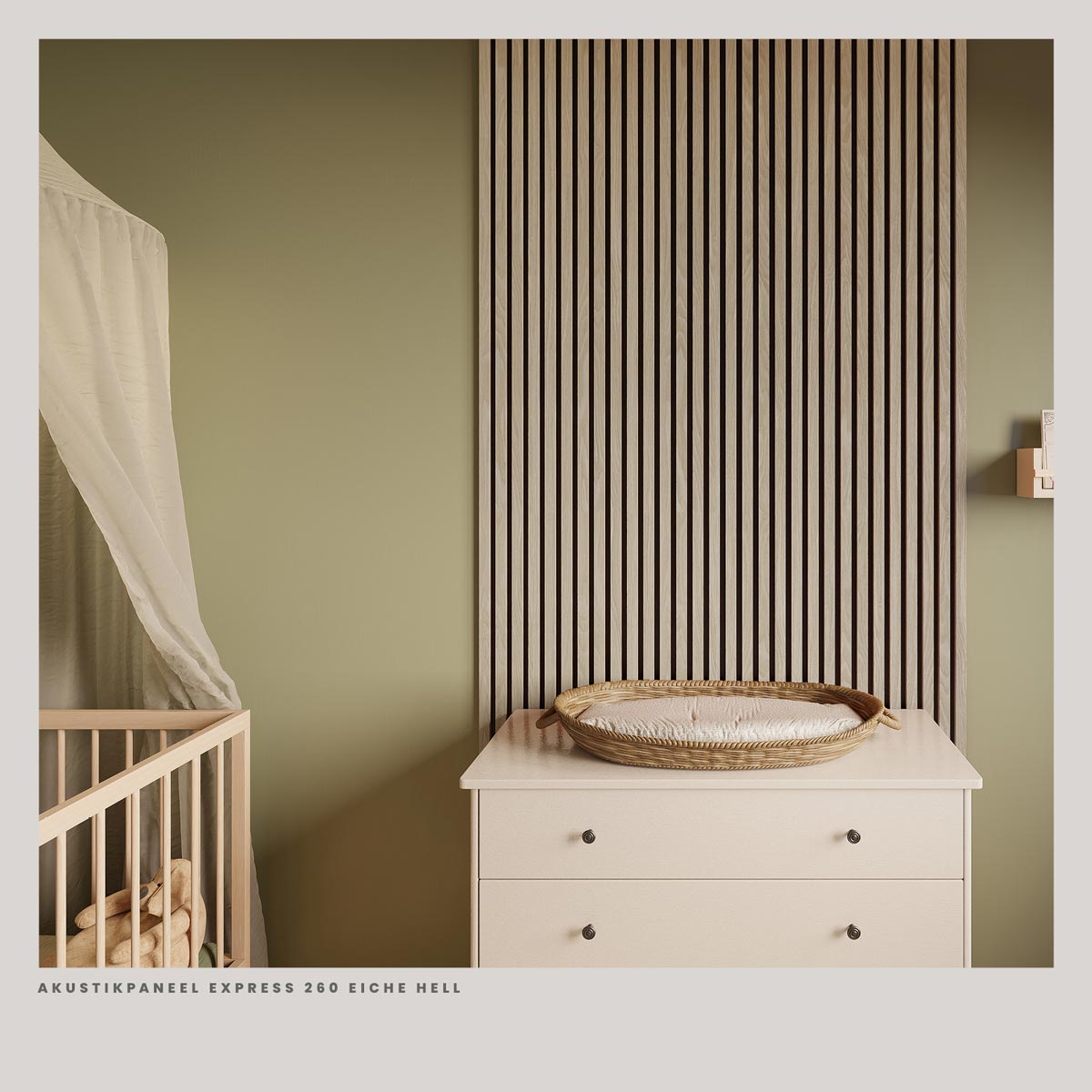 Akustikpaneele Eiche hell 30 x 260 cm in einem Kinderzimmer