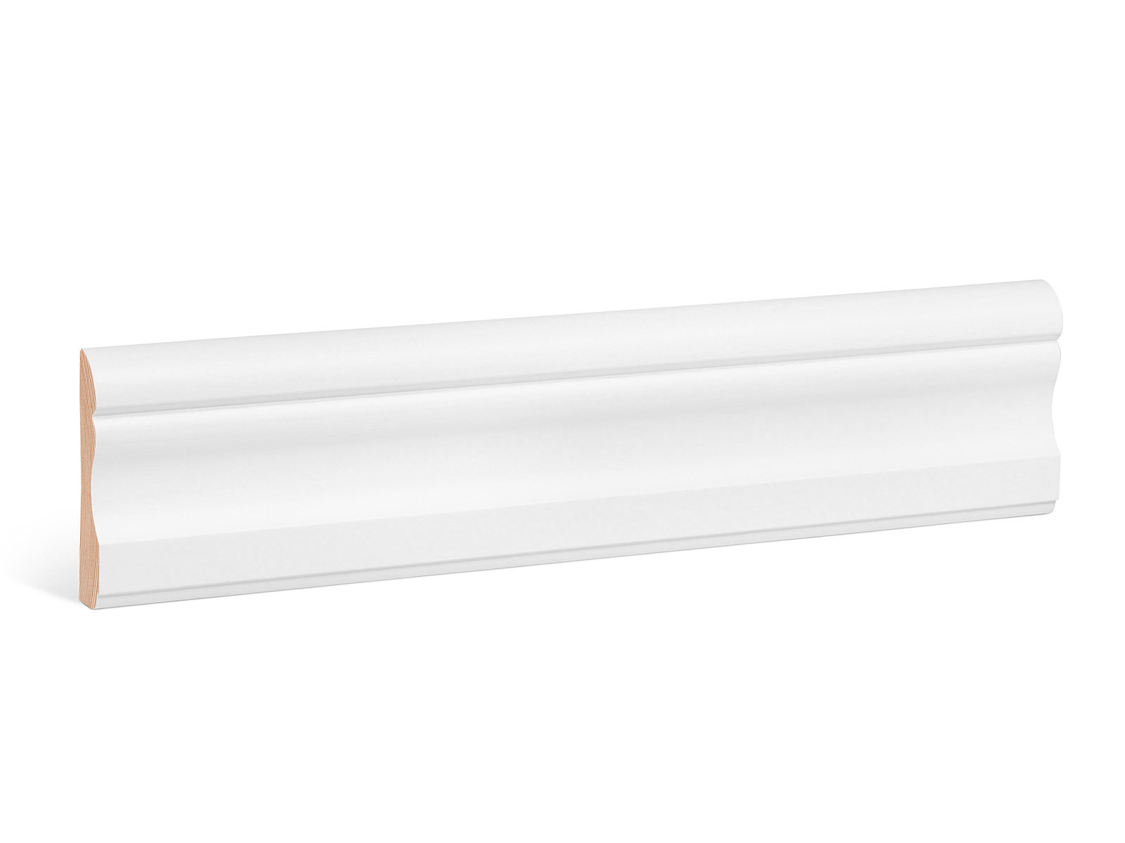 Wandleiste 15 x 69 mm weiß lackiert RAL9016 - Kiefer Massivholz