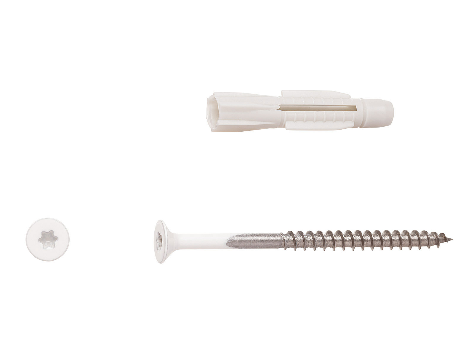 40 Torx-Edelstahlschrauben, weißer Kopf - inkl. Zubehör