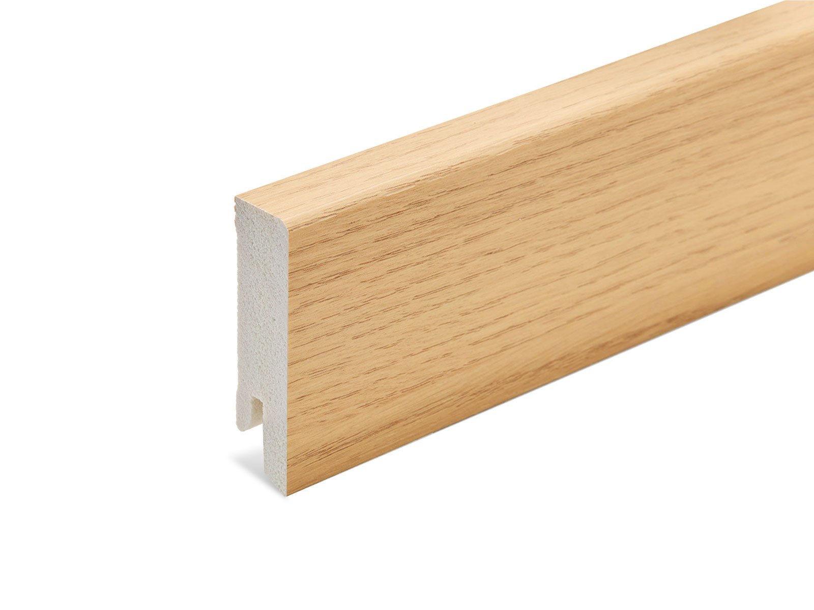 Modern Hartschaum-Sockelleiste foliert Eiche natur 16 x 58 mm