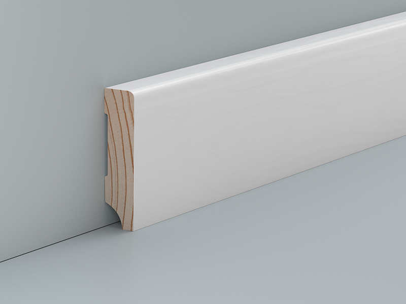 Massivholz Sockelleiste weiß 10 x 40 mm Kiefer lackiert (RAL9016) rechteckiges Profil