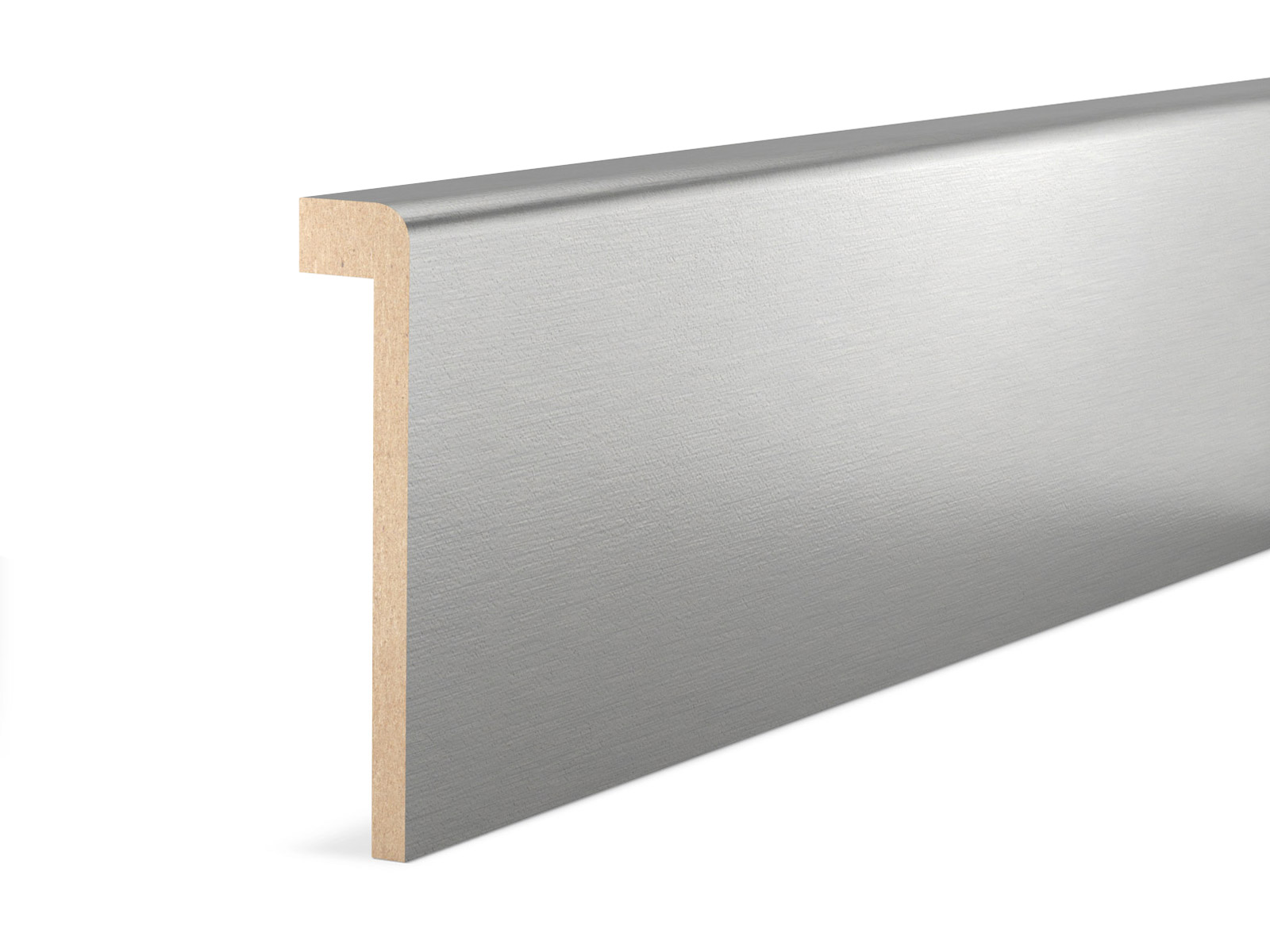 Abdeckleiste für Fliesensockel 19 x 96 mm MDF - Edelstahl foliert