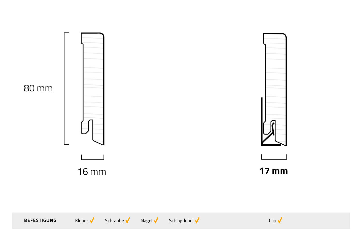 Sockelleiste Modern Massiv Eiche Furniert Weiss Lackiert Technische Zeichnung
