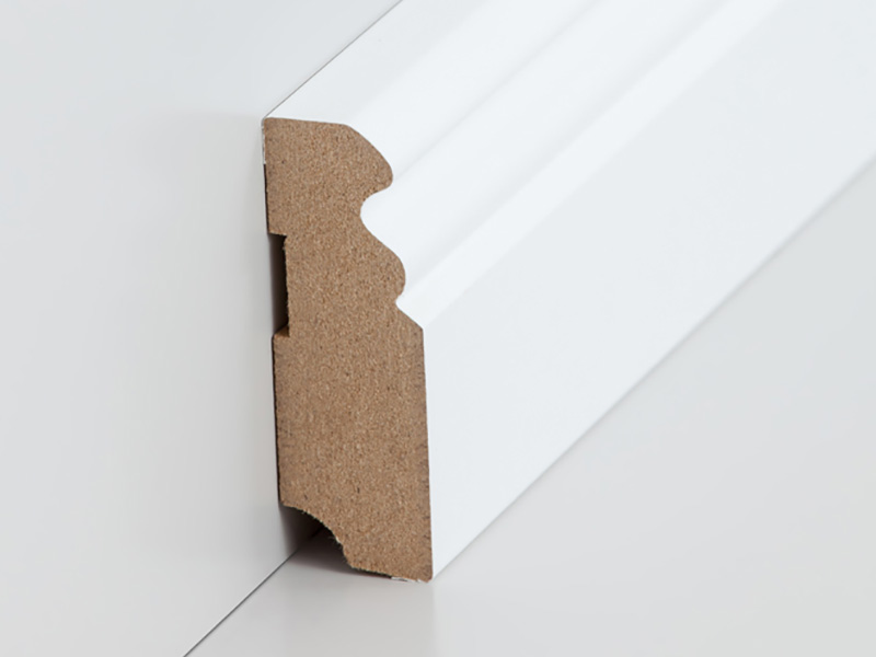 Hamburger Sockelleiste 19 x 58 mm MDF, lackierfähige Folie weiß