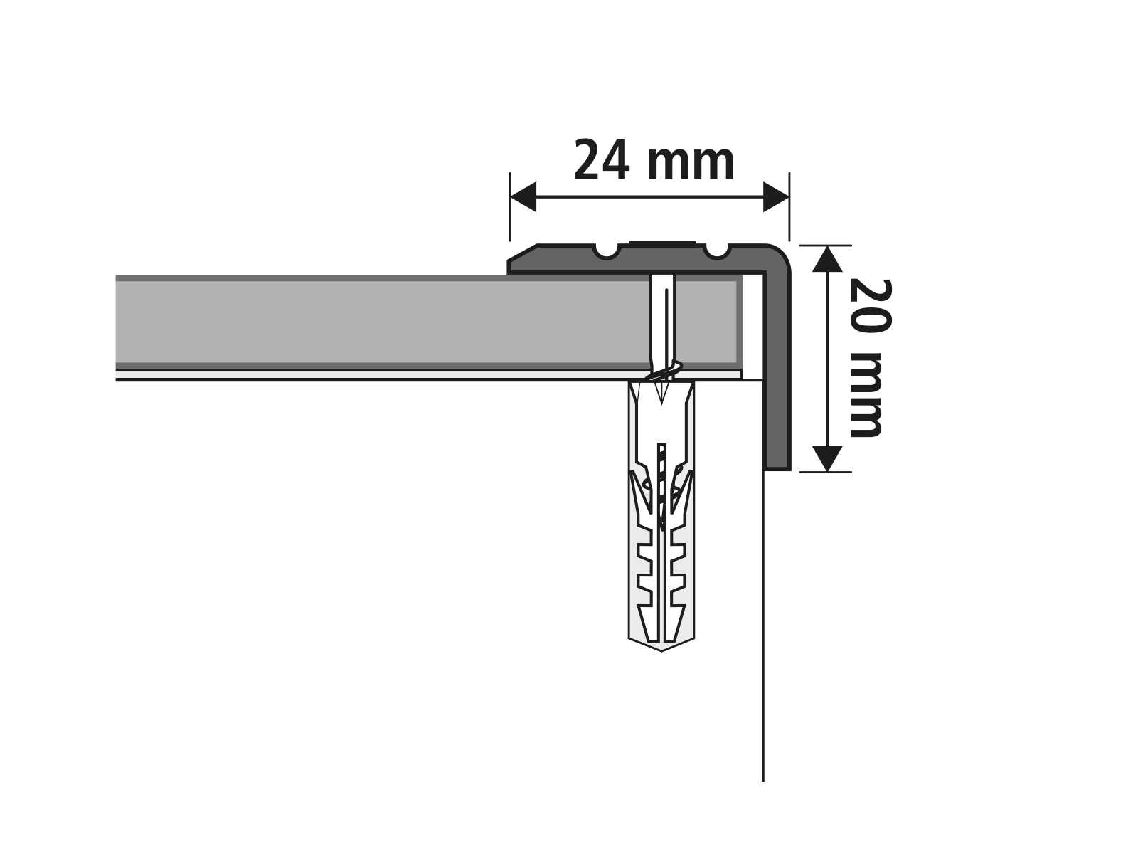Winkelprofil Treppenwinkel 24 x 1900 mm in Silber aus Aluminium