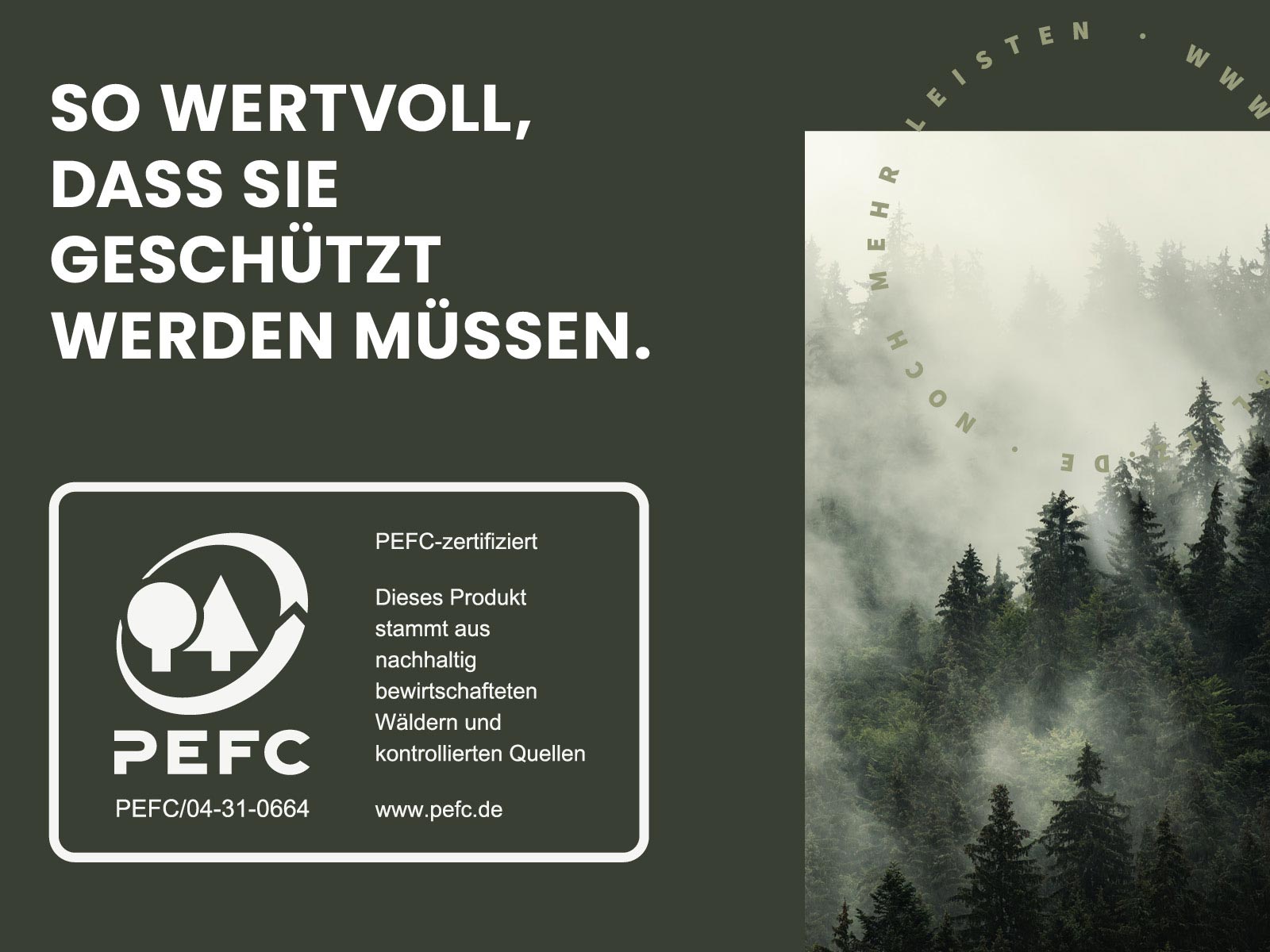 PEFC-Zertifizierung des MDF-Kerns der ECO Hamburger Sockelleiste