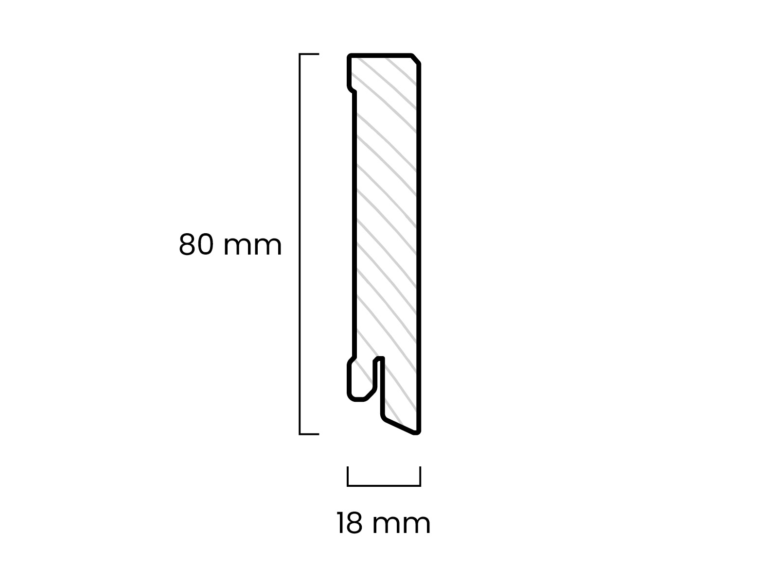 Modern Sockelleiste Gefast Kiefer Massivholz Weiss Lackiert RAL9016 Technische Zeichnung