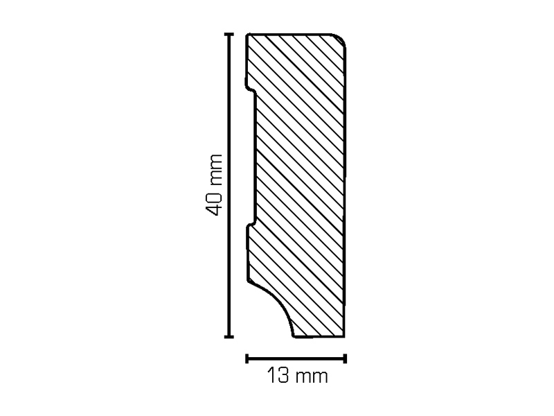 Massivholz Sockelleiste weiß 13 x 40 mm Kiefer lackiert (RAL9016) rechteckiges Profil