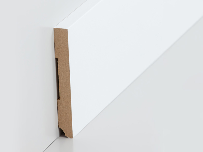 Sockelleiste weiß 10 x 80 mm - MDF foliert RAL9016