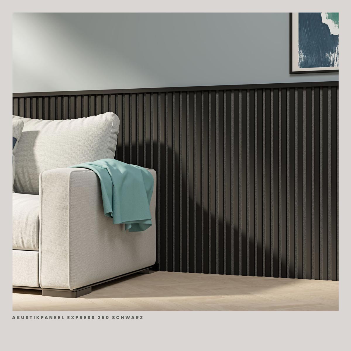 Akustikpaneele Schwarz 30 x 260 cm Wohnraum