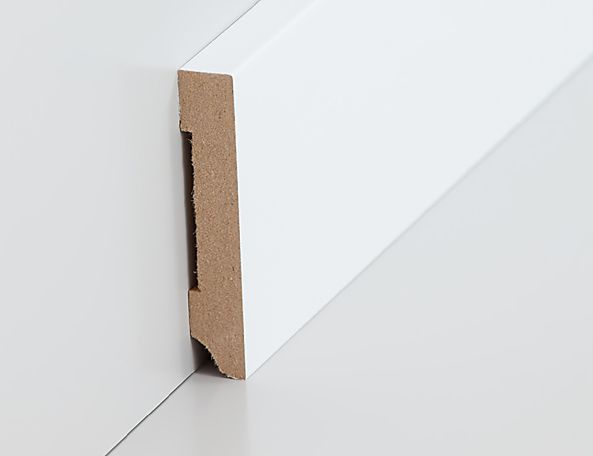 Sockelleiste weiß 10 x 58 mm - MDF foliert RAL9016