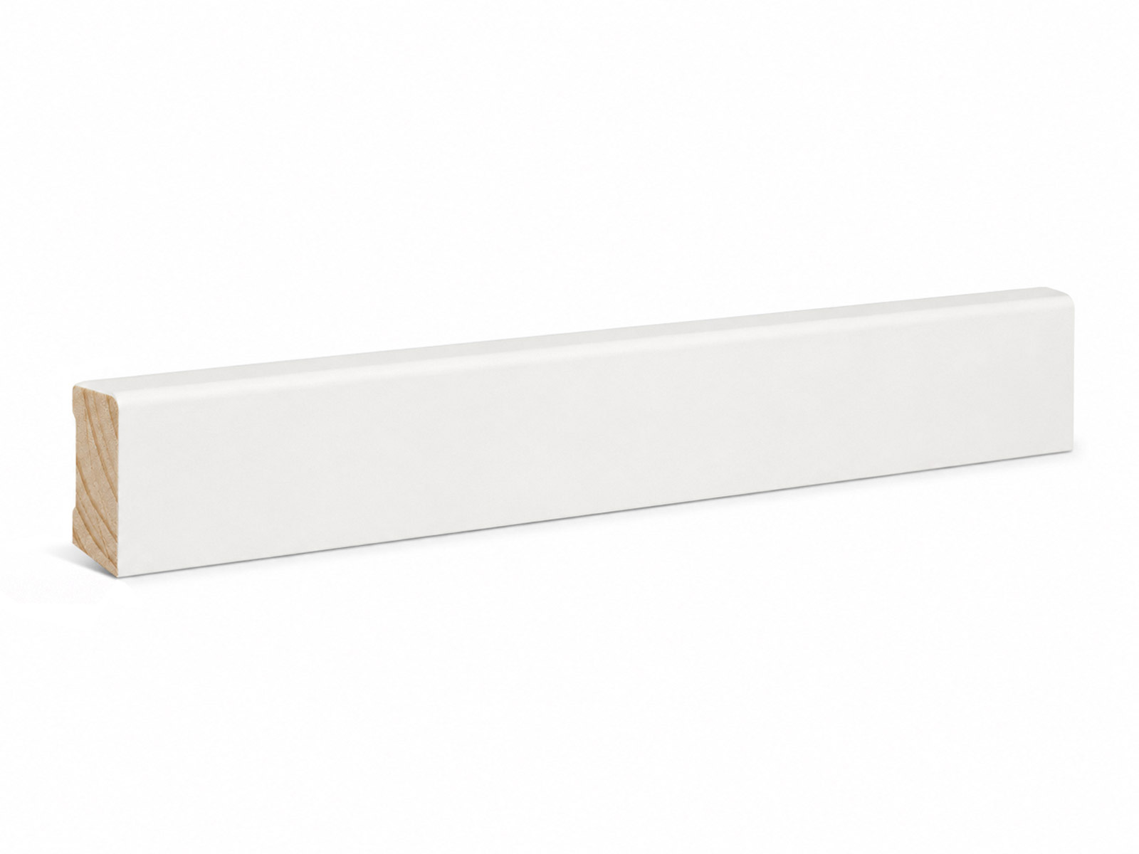 Massivholz Sockelleiste Modern Pro weiß 16 x 40 mm Kiefer lackiert (RAL9010)