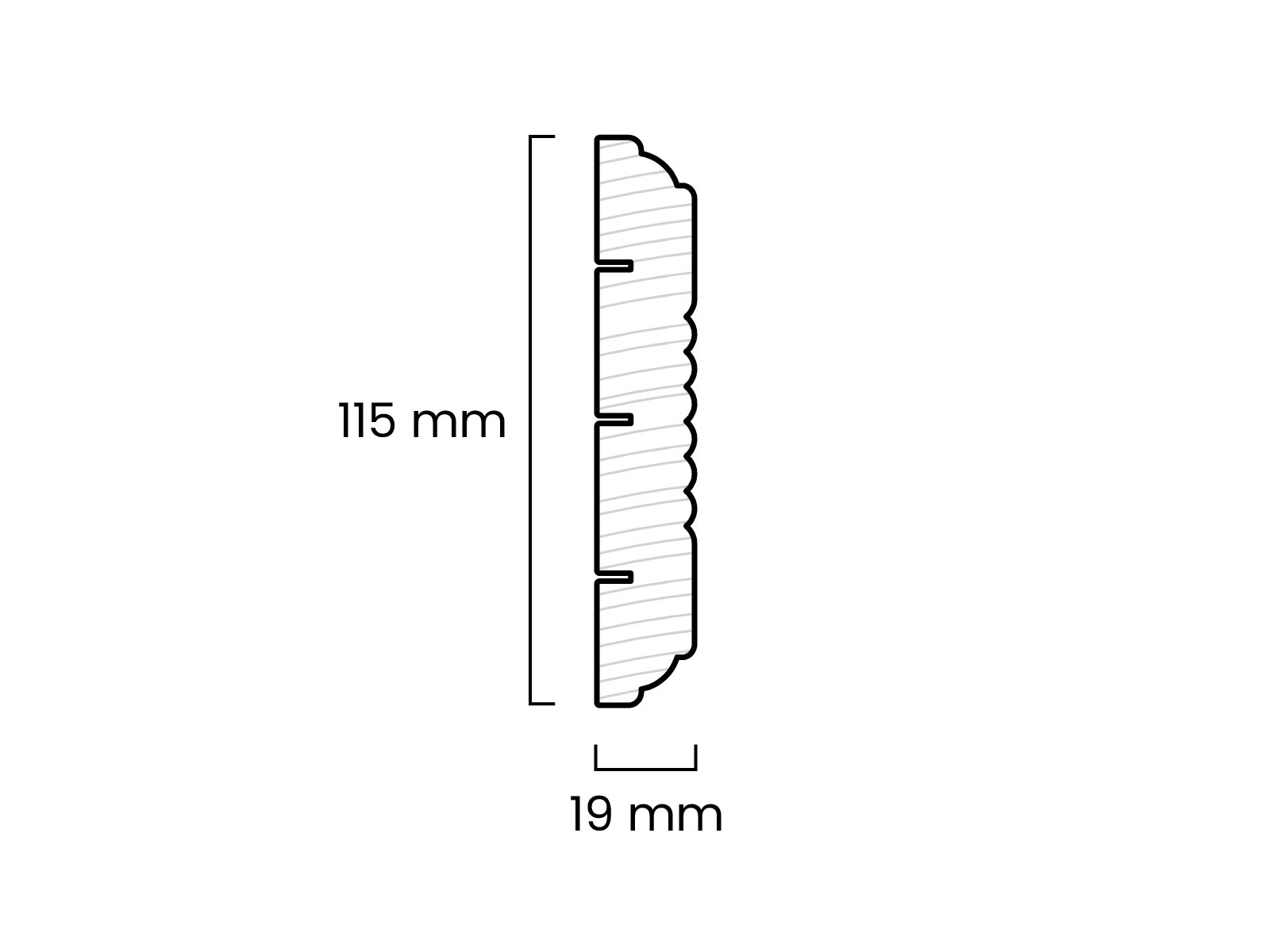 Bekleidungsleiste Kiefer roh Profiliert Technische Zeichnung