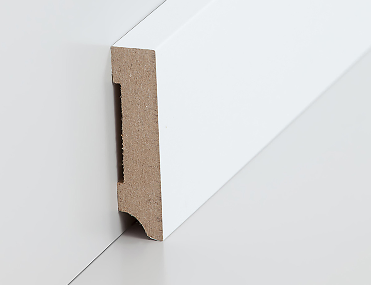 Sockelleiste weiß 13 x 58 mm - MDF foliert RAL9016