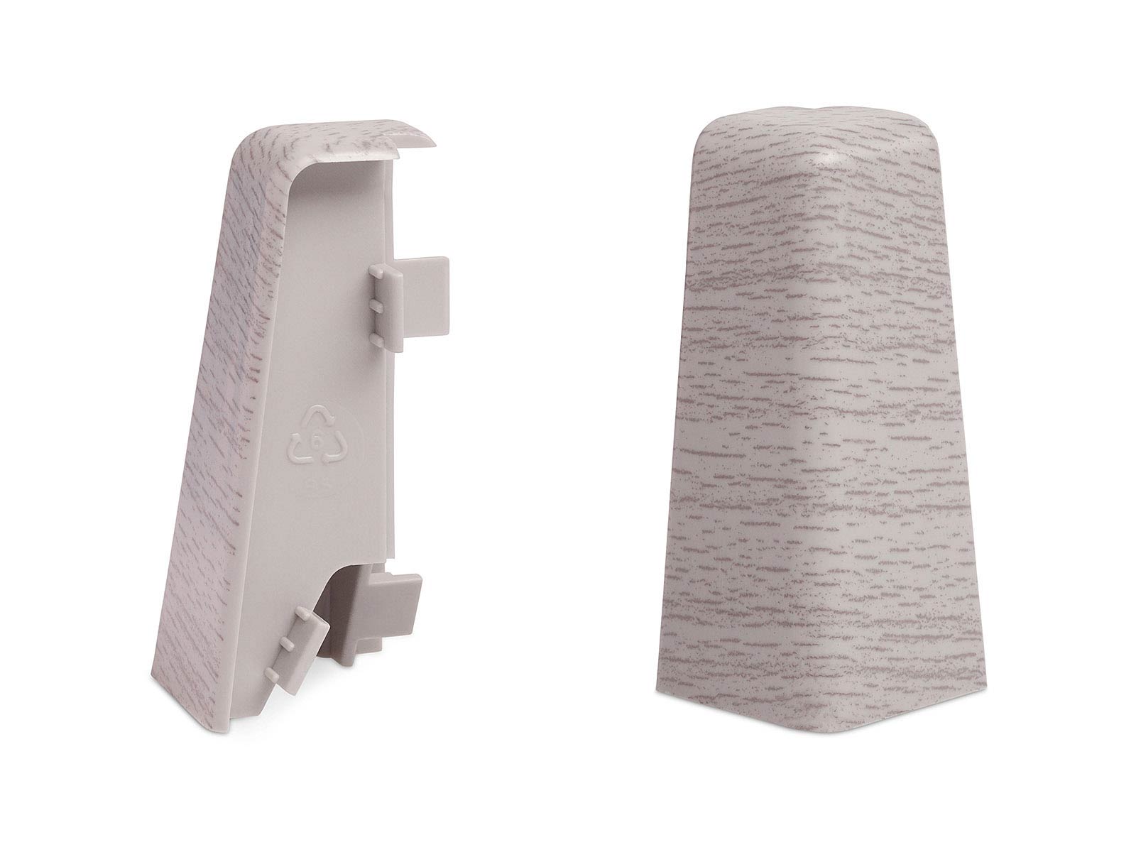 2 x Außenecke für Sockelleiste Eiche hell - MEGA Profil