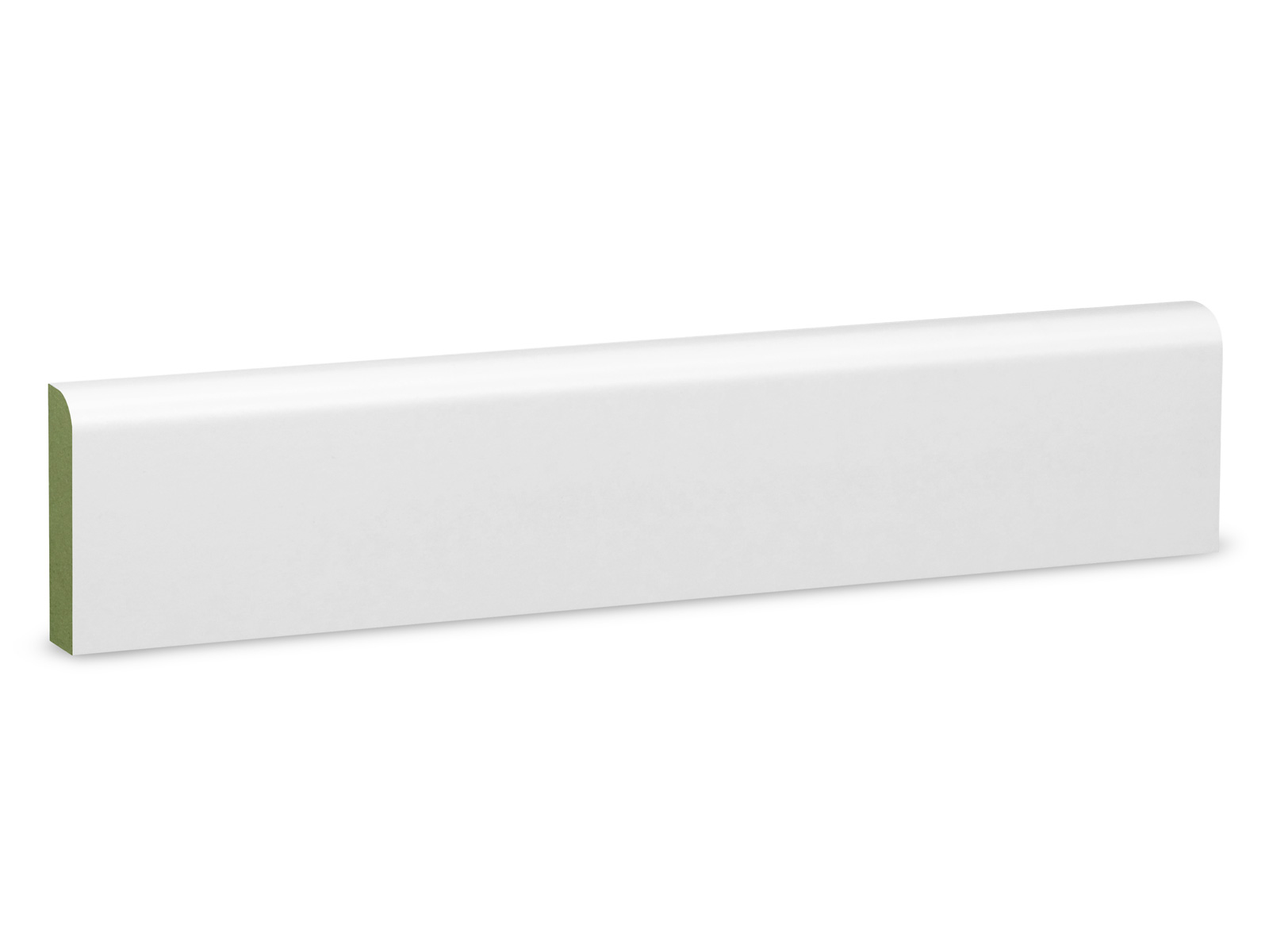 Badezimmer Sockelleiste weiß 15 x 58 mm MDF mit Starkfolie (RAL9016) Oben-Rund Profil