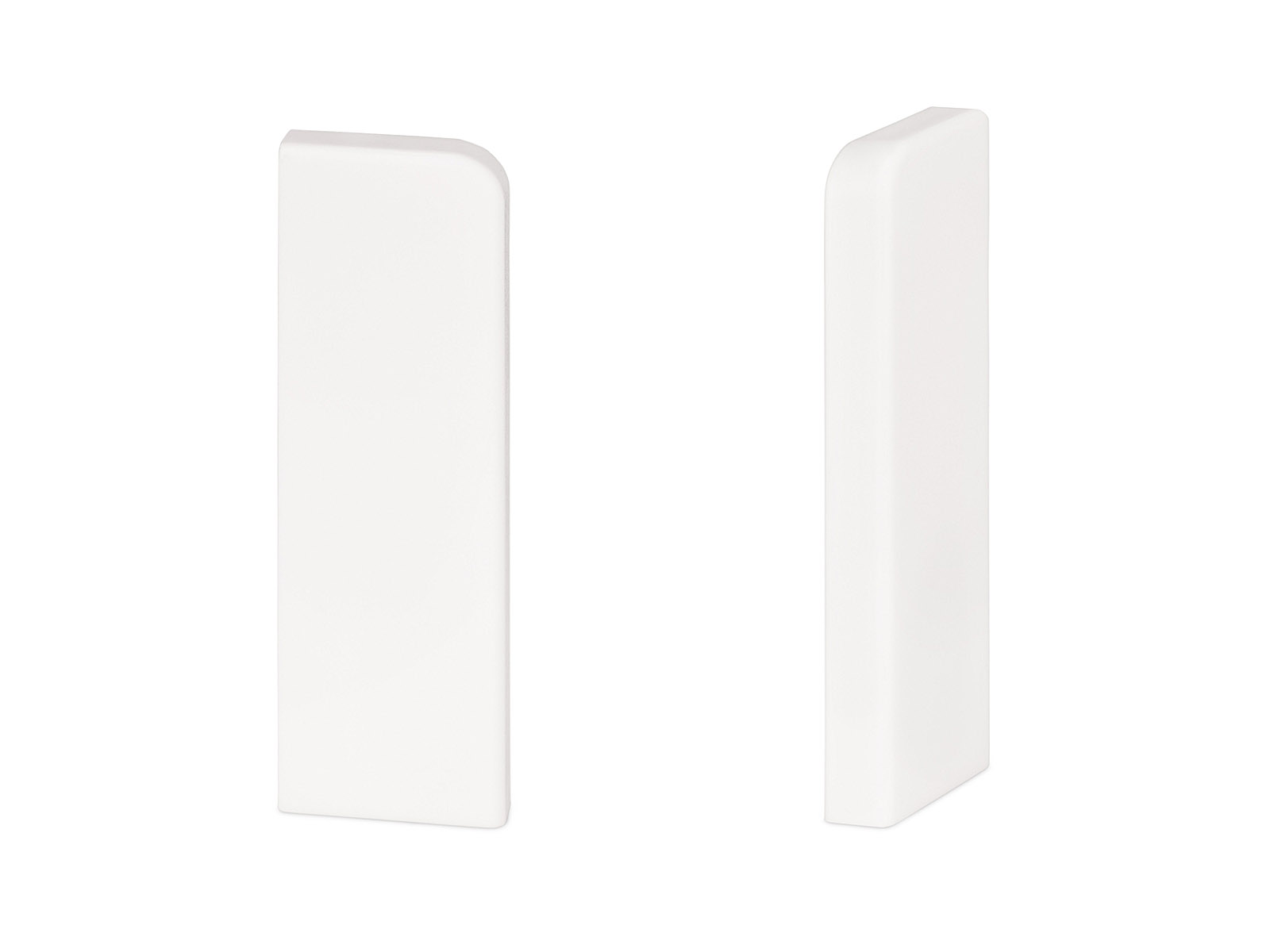 2 x Endstücke für weiße Sockelleisten im Modern-Profil