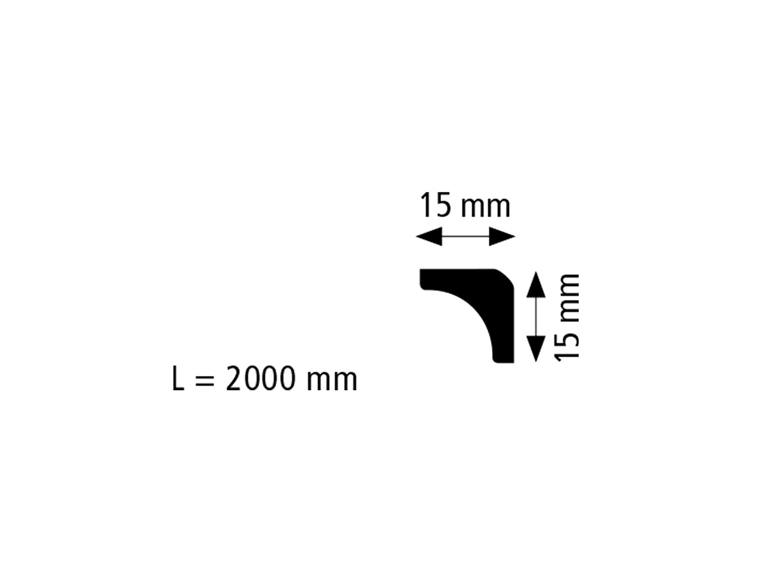 Deckenleiste Styropor Stuckleiste - Zierleiste A3 - 15mm