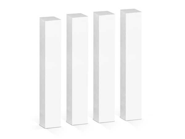 Ecktürme für Sockelleisten 18 x 118 mm, Massive Buche - weiß lackiert (4er Pack)