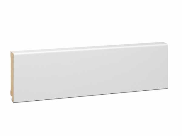 Modern Fichte Massivholz Sockelleiste weiß foliert RAL9016 (16x80mm)
