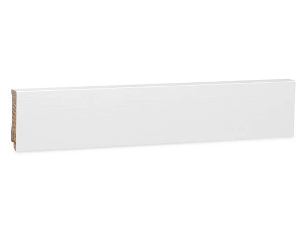 Modern Kiefer Massivholz Sockelleiste gefast, weiß lackiert RAL9016 (16x58mm)