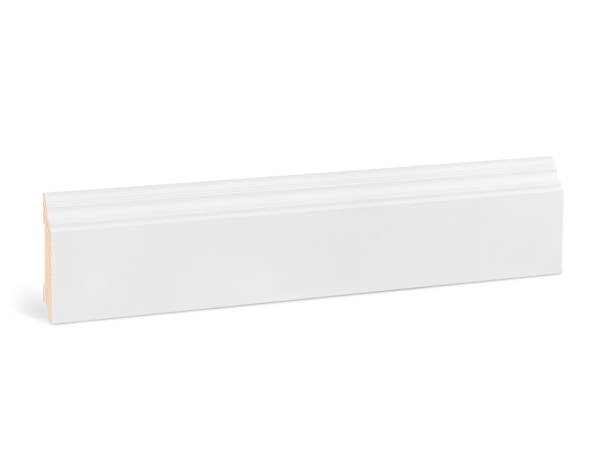 Massivholzleiste profiliert Kiefer weiß lackiert RAL9016 (13x58mm)