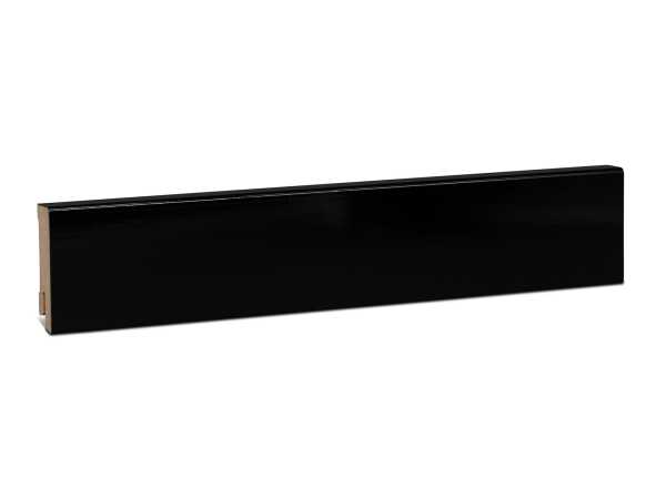 Modern MDF Fußleiste foliert - schwarz Hochglanz (16x58mm)