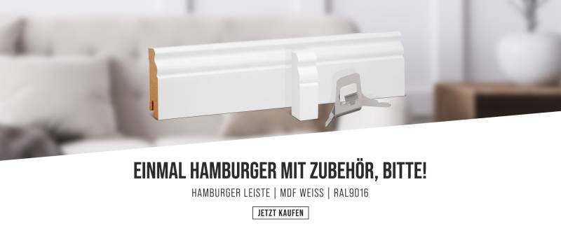 Sockelleiste Hamburger Leiste weiß MDF mit Zubehör